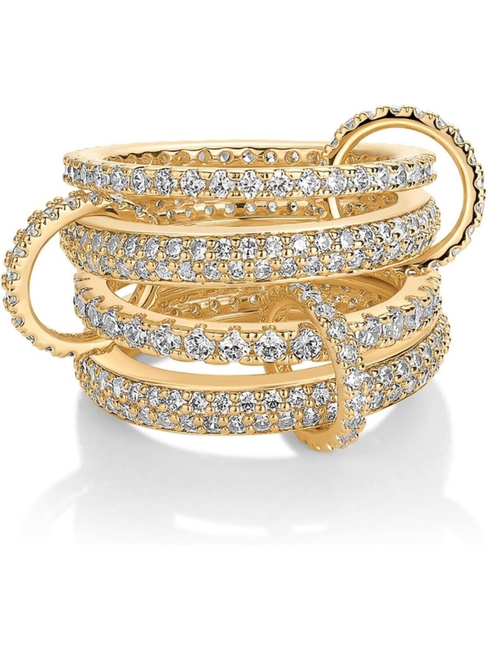 Trendy 14K Gold Plated Interlocking Chunky Rings for Women - Stackable